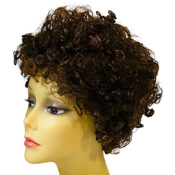 Human Hair Curly Wig ASHRO Color FS430 Brown Copper Women Teens One Size NWT - Picture 8 of 10